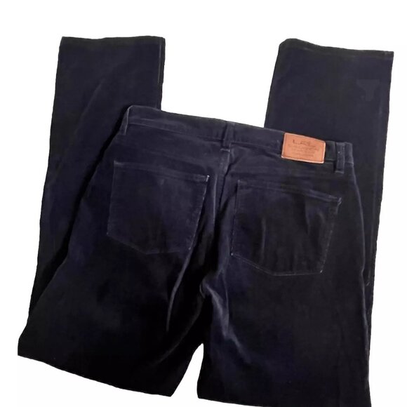 LRL Ralph Lauren Jeans Co. Women 10 Corduroy Pant Classic Straight Black Stretch - Picture 2 of 6